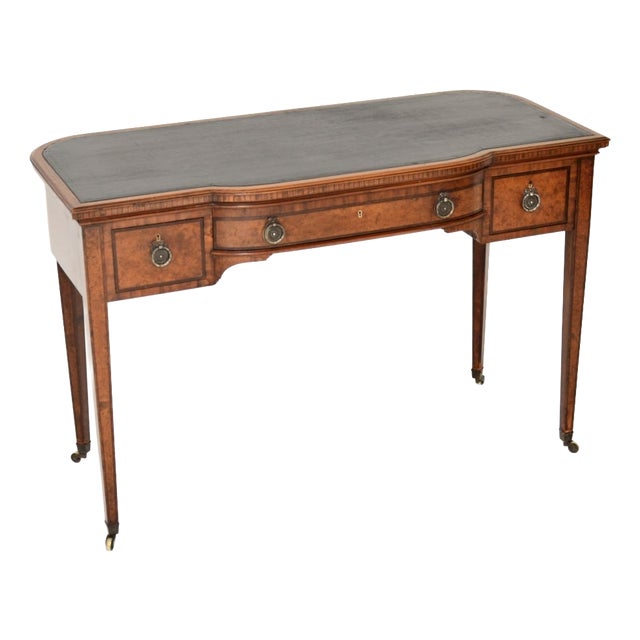 Antique Edwardian Inlaid Walnut Desk, 1900s For Sale