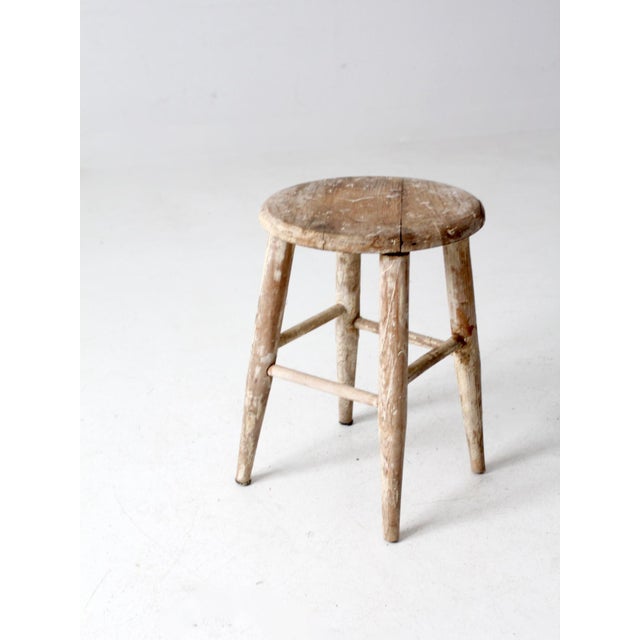 Wood Vintage Farmhouse Stool For Sale - Image 7 of 12