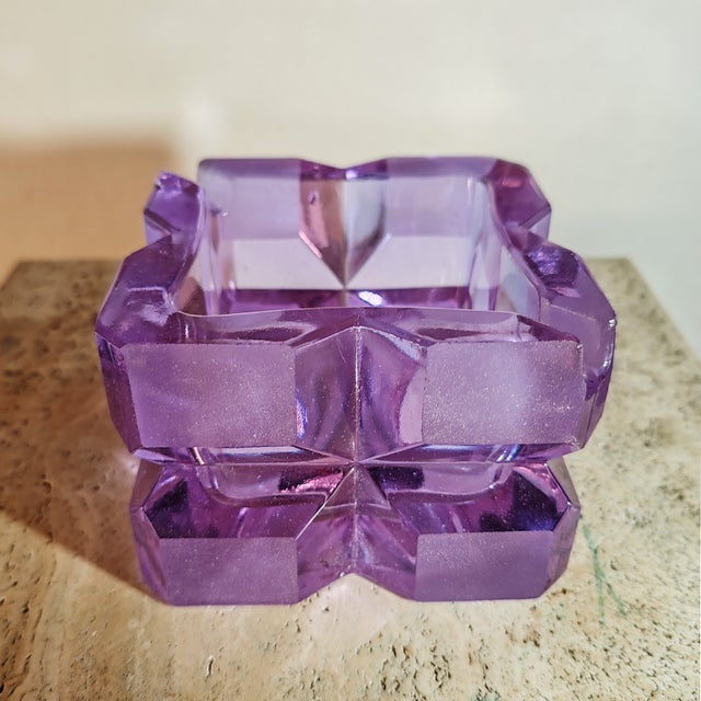 Purple Crystal Smoking Set in Murano Glass attributed to Antonio Imperatore, Italy, Set of 2 For Sale - Image 6 of 10