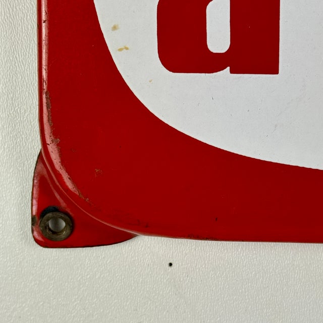 Paint Large Vintage French Enamel Advertising Sign for St Raphaël Apéritif For Sale - Image 7 of 12