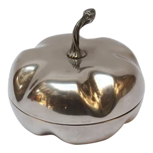 Mid-Century Italian Modern Silver-Plated "Squash" Lidded Serving / Candy Dish