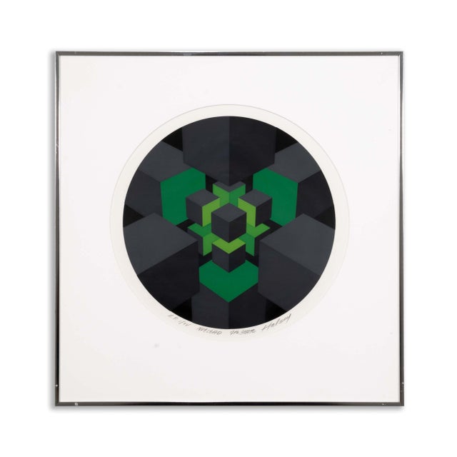 Op Art Brian Halsey Nuclead 7th State Signed Op Art Serigraph Ap I/Xv Framed 1978 For Sale - Image 3 of 9