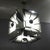 Impressive Space Age chandelier made of chrome-plated and painted metal sheets, accommodating 5 light bulbs, produced by...