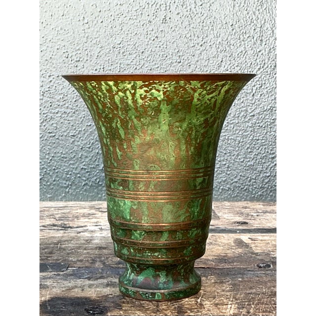 Art Deco Vintage Carl Sorenson Art Deco Trumpet Bronze Vase For Sale - Image 3 of 12