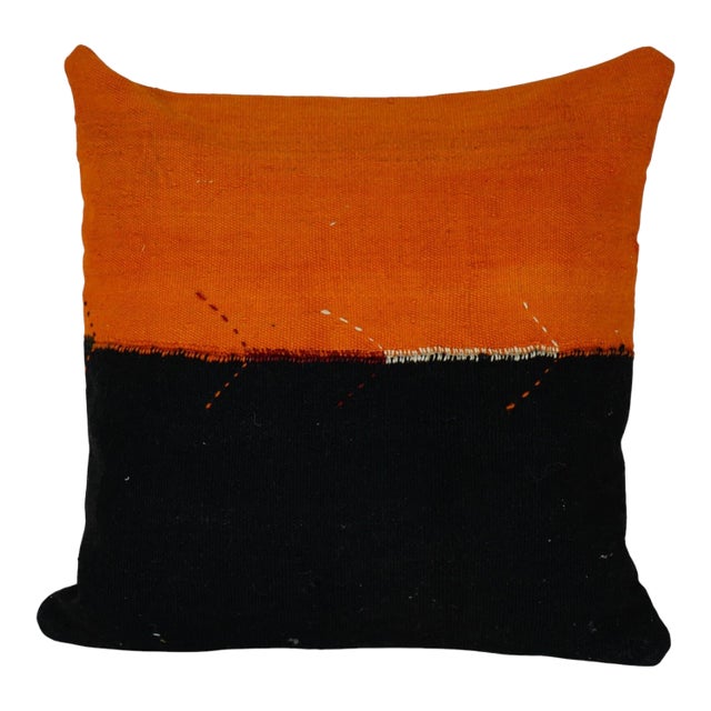 Turkish Orange Kilim Pillow Cover For Sale