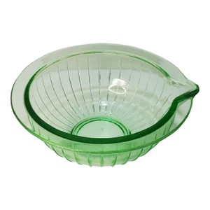 Art Deco Anchor Hocking Green Ribbed Glass Batter Bowl