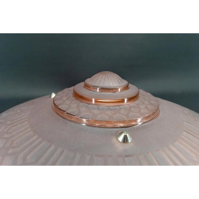 Art Deco Hanging Light in Pink Glass and Chrome Bronze by Henry Petitot for Atelier Petitot, 1930 For Sale - Image 10 of 13