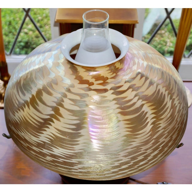 Art Nouveau Circa 1900 Tiffany Studios Damascene and Bronze Table Lamp For Sale - Image 3 of 11