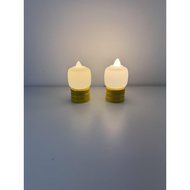 Vintage Bedside Lamps in Colored Metal and Opal Glass, 1970s, Set of 2 For Sale - Image 9 of 12