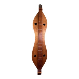 Vintage Handmade Hourglass Mountain Dulcimer With Heart Cutouts & Music Books For Sale