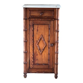 Late 19th Century French Pine Faux Bamboo Nightstand/Side Table For Sale