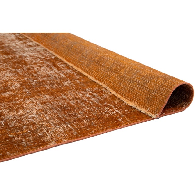 Persian Antique Room Size Orange Wool Rug Persian Overdyed With Allover Pattern For Sale - Image 3 of 11