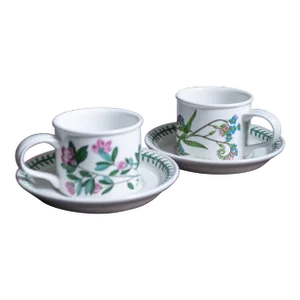 Vintage Portmeirion Botanic Garden Tea Breakfast Mugs and Saucer Set- 4 Pieces