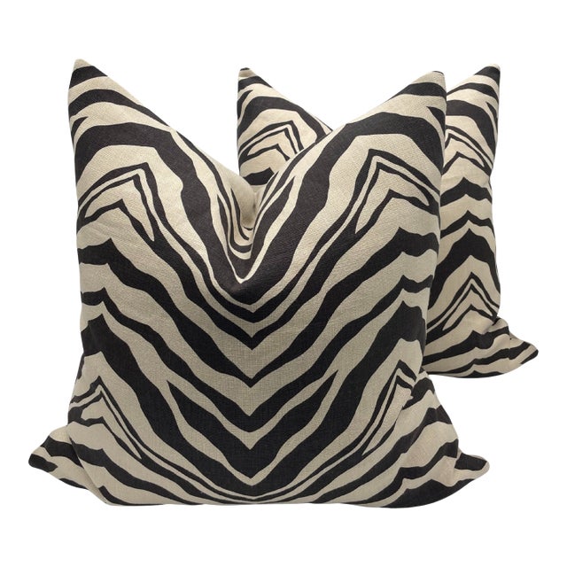 Designer Zebra Pillows- A Pair For Sale