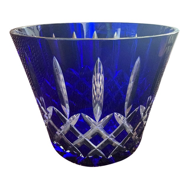 1960s Ajka Arabella Cut to Clear Cobalt Ice Bucket For Sale