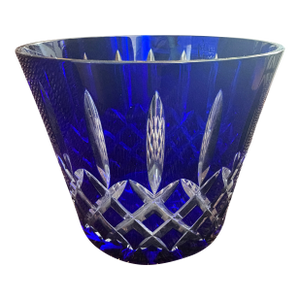 1960s Ajka Arabella Cut to Clear Cobalt Ice Bucket