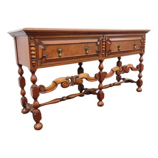 1900s Carved Long Sideboard Buffet Credenza Bathroom Vanity 6398 For Sale