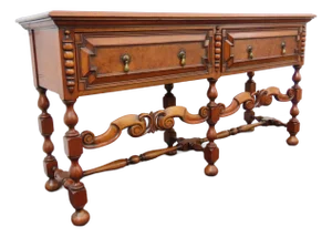 1900s Carved Long Sideboard Buffet Credenza Bathroom Vanity 6398