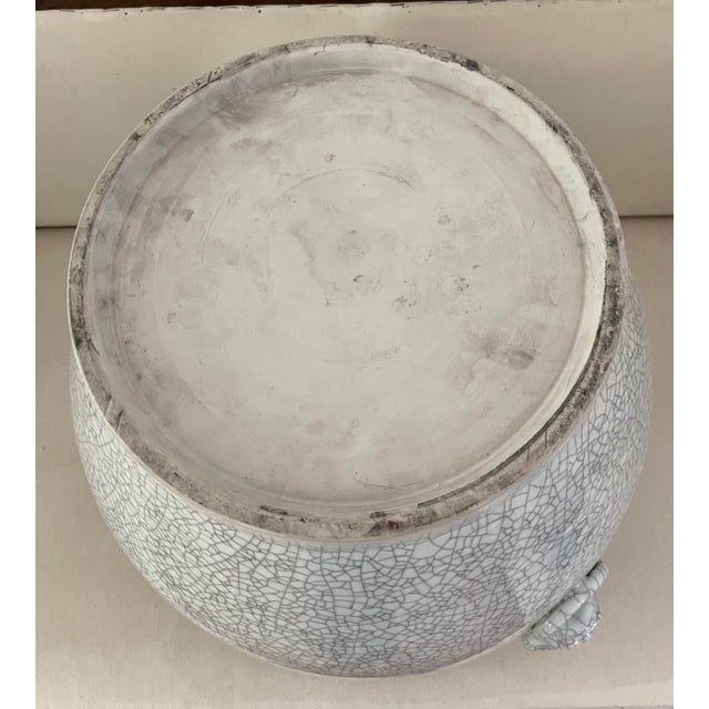 Mid 20 Th C Large Chinese Planter Crackled Porcelain With Lion Handles For Sale In Miami - Image 6 of 7