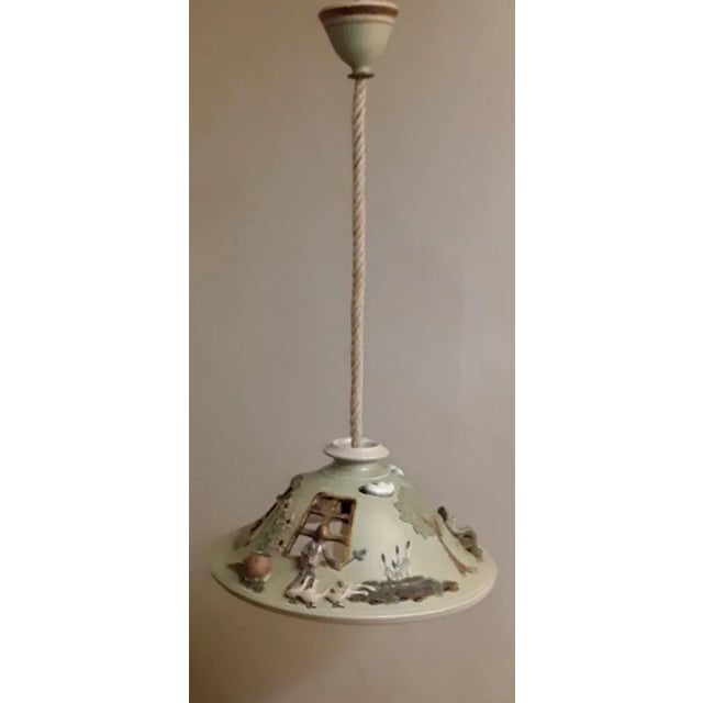 Vintage Handmade Ceiling Lamp in Colored Figurative Ceramic, 1990 For Sale - Image 10 of 10