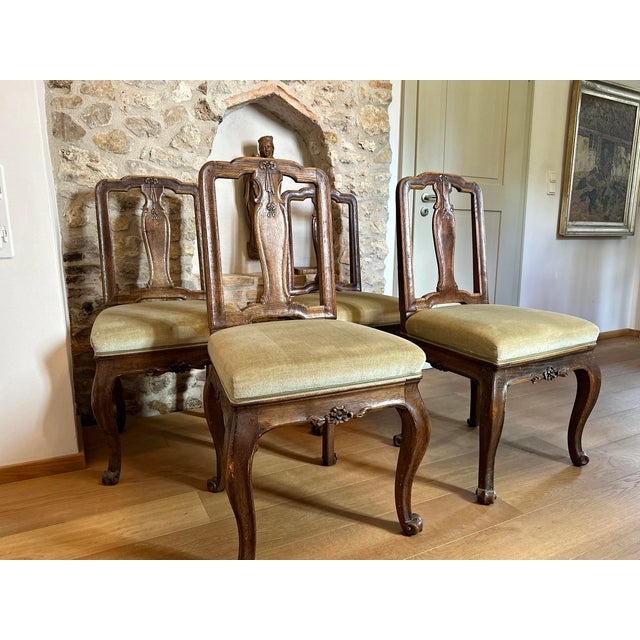 Original Antique Baroque Chairs, Walnut, Circa 1760, Set of 4 For Sale - Image 6 of 15