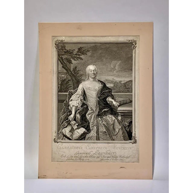 Mid 18th Century Portrait of Christiana Elisabeth Mentzelin, Mezzotint Engraving, Germany For Sale - Image 10 of 10