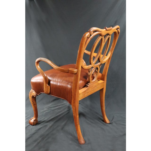 Wood Early 20th Century Hand Carved Chair With Leather Upholstery For Sale - Image 7 of 9