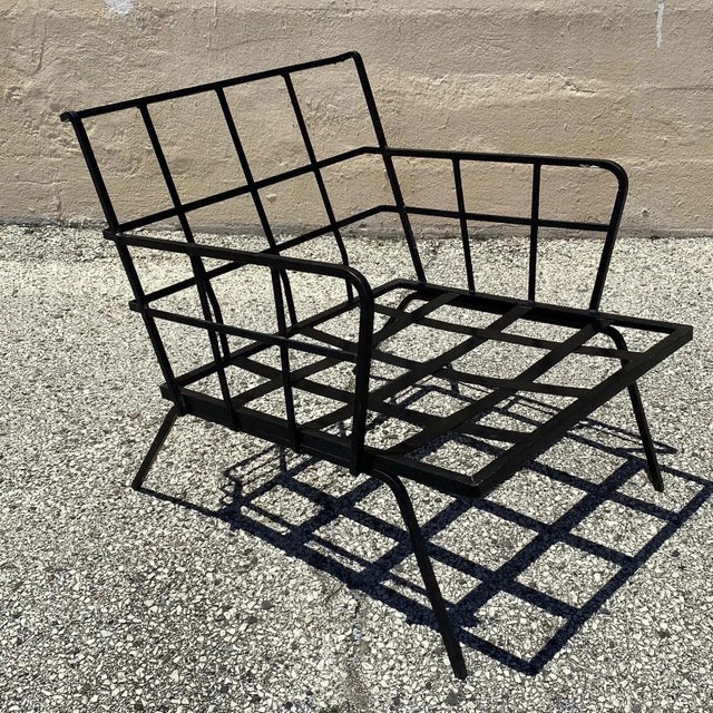 Vintage Mid Century Modern Wrought Iron Arthur Umanoff Style Lounge Chair For Sale - Image 11 of 11