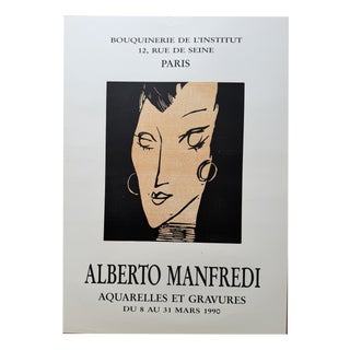 Bouquinerie de LInstitut 12 Watercolors and Engravings Poster from Alberto Manfredi, 1990s For Sale
