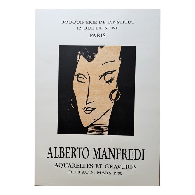 Bouquinerie de LInstitut 12 Watercolors and Engravings Poster from Alberto Manfredi, 1990s For Sale