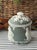 Neoclassical Antique Schafer & Vater Matte Sage Green & White Applied Relief Jasperware Style Lidded Jar For Sale - Image 3 of 10