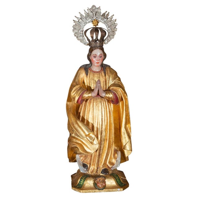 17th Century Spanish American Immaculate Conception Sculpture For Sale - Image 11 of 11