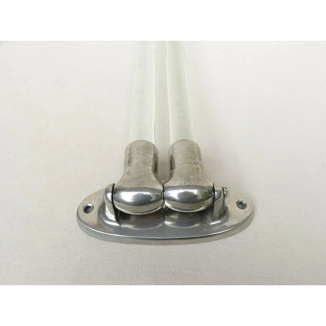 Vintage French Art Deco Glass & Nickel-Plated Towel Racks, Set of 3 For Sale - Image 7 of 18