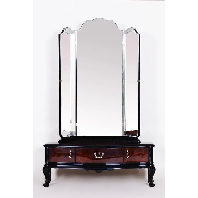 Black Art Deco Dressing Mirror in Walnut, 1920s For Sale - Image 8 of 11