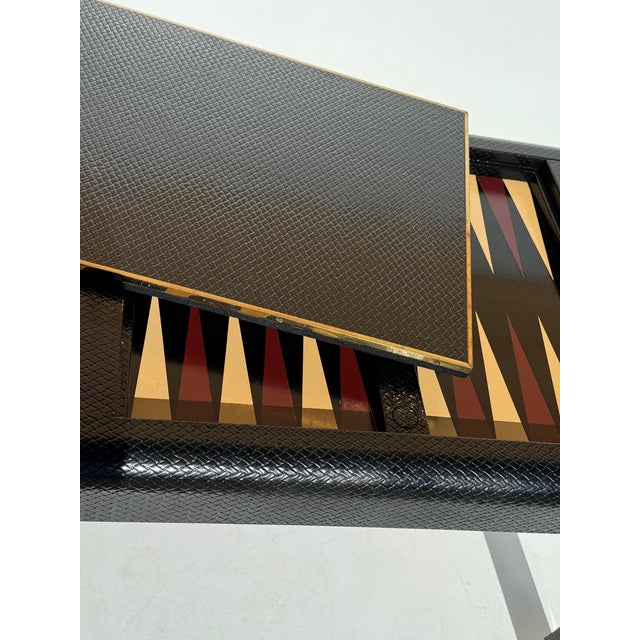 1980s Embossed Leather Game Table or Desk For Sale - Image 9 of 12