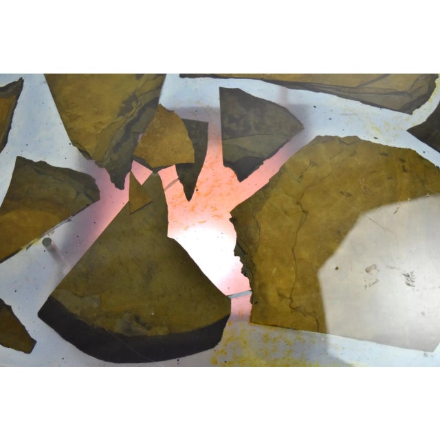 Custom Studio Made Side Table With Resin and Slate Top and Light Up Base For Sale - Image 10 of 13