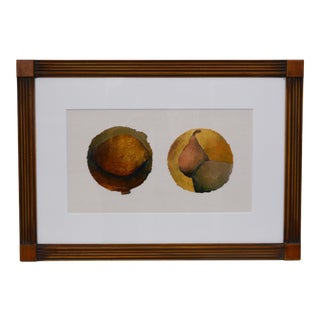Small Oil Painting of Pears on Paper For Sale