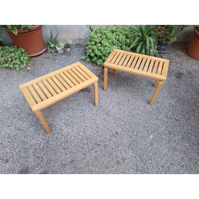 Artek Model 153B Benches in Birch by Alvar Aalto for Artek, 1980s For Sale - Image 4 of 7