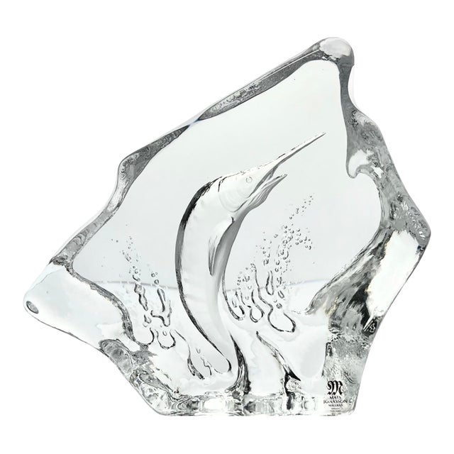 Mats Jonasson X Målerås Crystal Sword Sail Fish Paperweight Sculpture For Sale