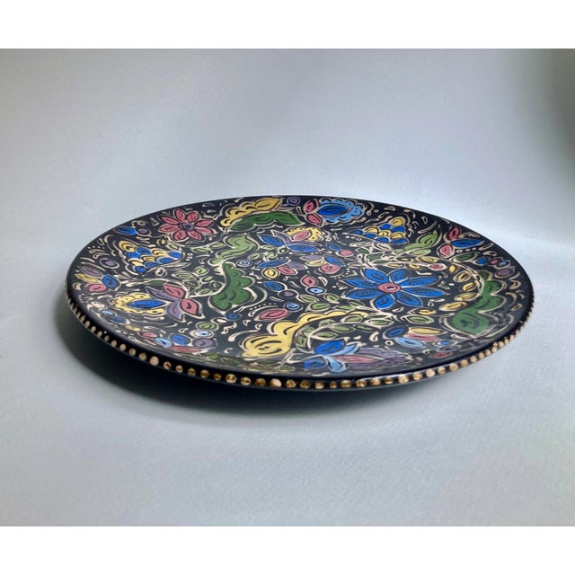 Modern 1990 Hand-Painted Glazed Ceramic Serving Plate by Sophia For Sale - Image 3 of 13