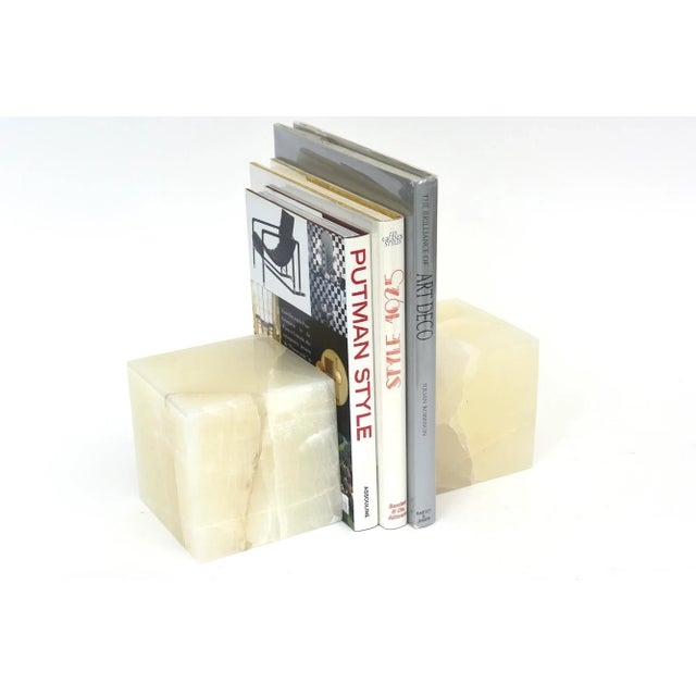 Cream Large Onyx Cube Bookends or Mini Display Pedestals, 1990's For Sale - Image 8 of 10