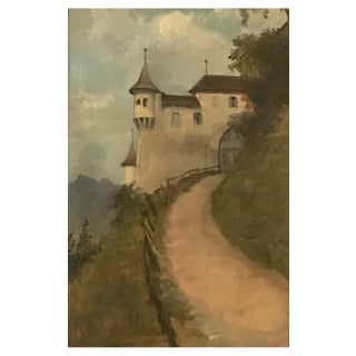 Armand Leleux, The Castle Way, Oil on Wood, 1950s For Sale