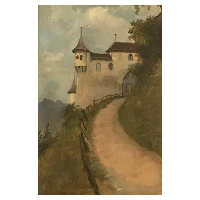 Armand Leleux, The Castle Way, Oil on Wood, 1950s For Sale