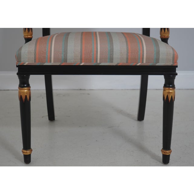 Set of 8 Fabrizi Black Upholstered Regency Dining Room Chairs For Sale - Image 9 of 18