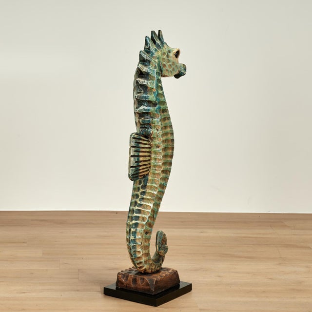 Vintage Carved Wood Seahorse Sculpture For Sale - Image 4 of 9