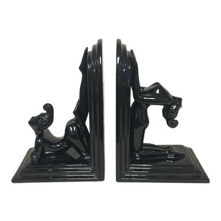 Fitz & Floyd Deco Nude Black Bookends - a Pair For Sale