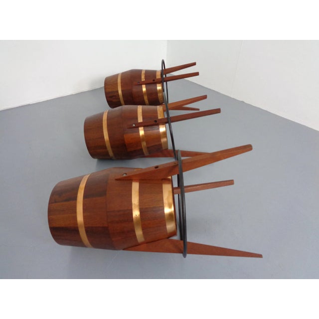 Mid-Century Teak & Copper Barstools, 1960s, Set of 3 For Sale - Image 10 of 18