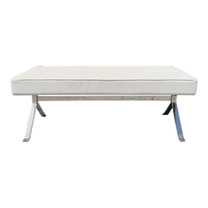Modern X Bench Upholstered in White Leather