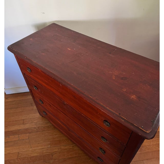 Brick Red Late 1800s American Chest of Drawers For Sale - Image 8 of 9