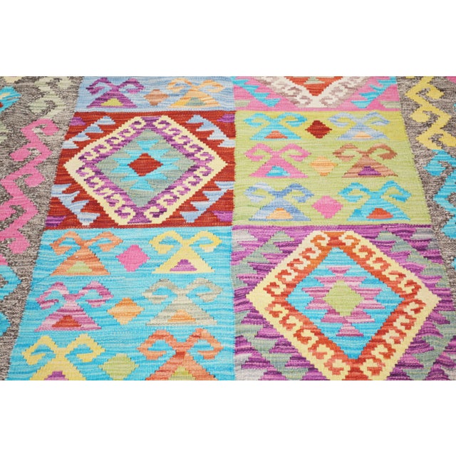 Islamic Contemporary Afghan Maimana Flatweave Wool Kilim Rug,6'10"X10' For Sale - Image 3 of 6